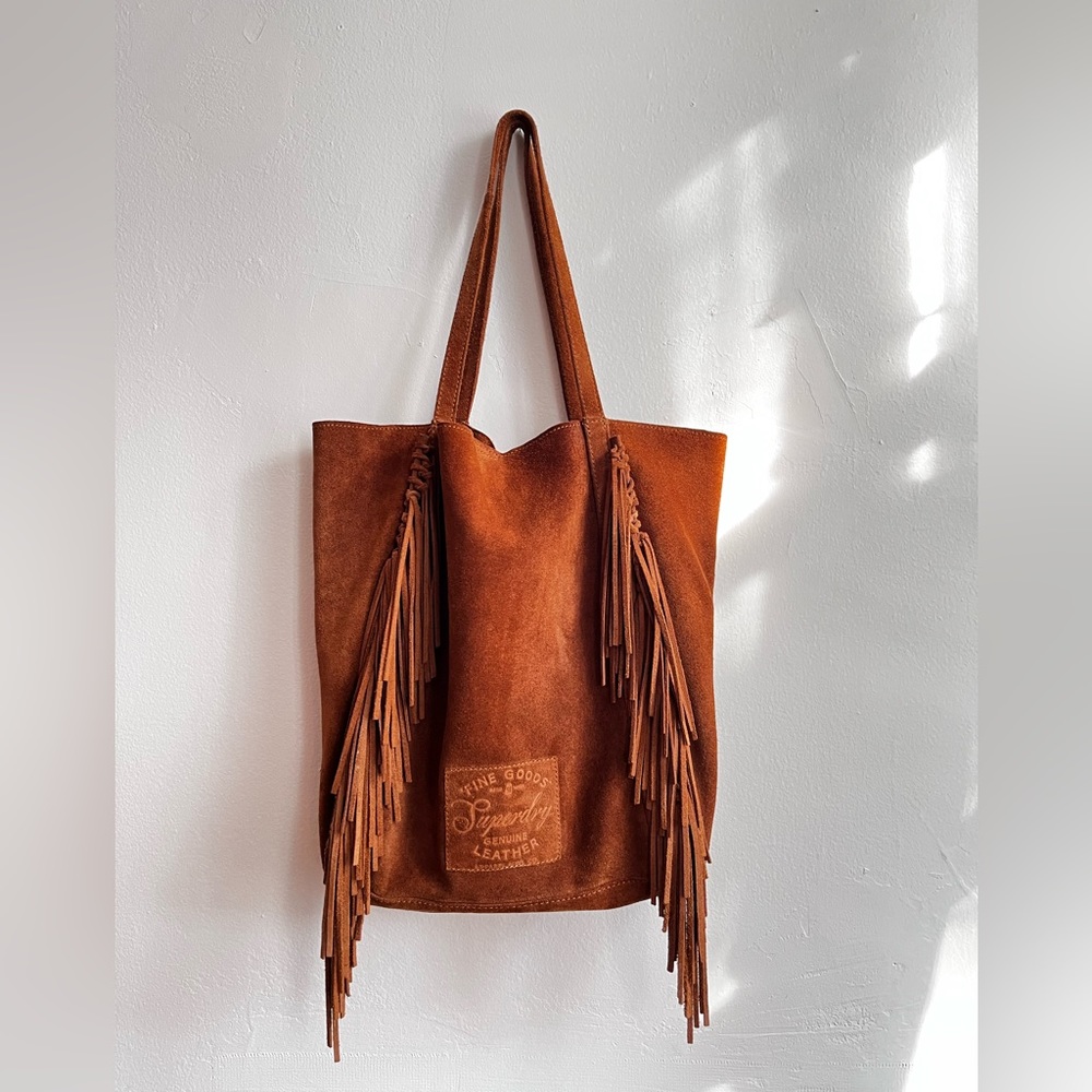 Used Superdry Suede Fringe Tote in mint condition